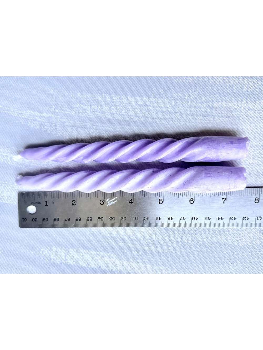 Acute Designs Handmade Lavender Twisted Soy Blend Taper Candles Set of 2 - Picture 3 of 5